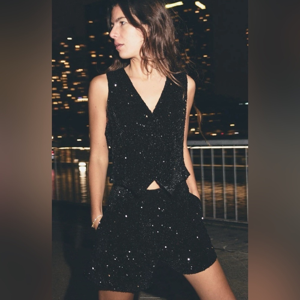 Zara new with tags Fitted Sequin Vest Medium